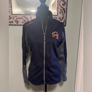University Of Illinois Navy Blue/gray Fleece Jacket - Women's Small